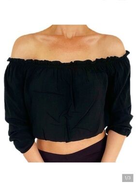 Elegant Black Off-Shoulder Top by Brandy Melville - One Size